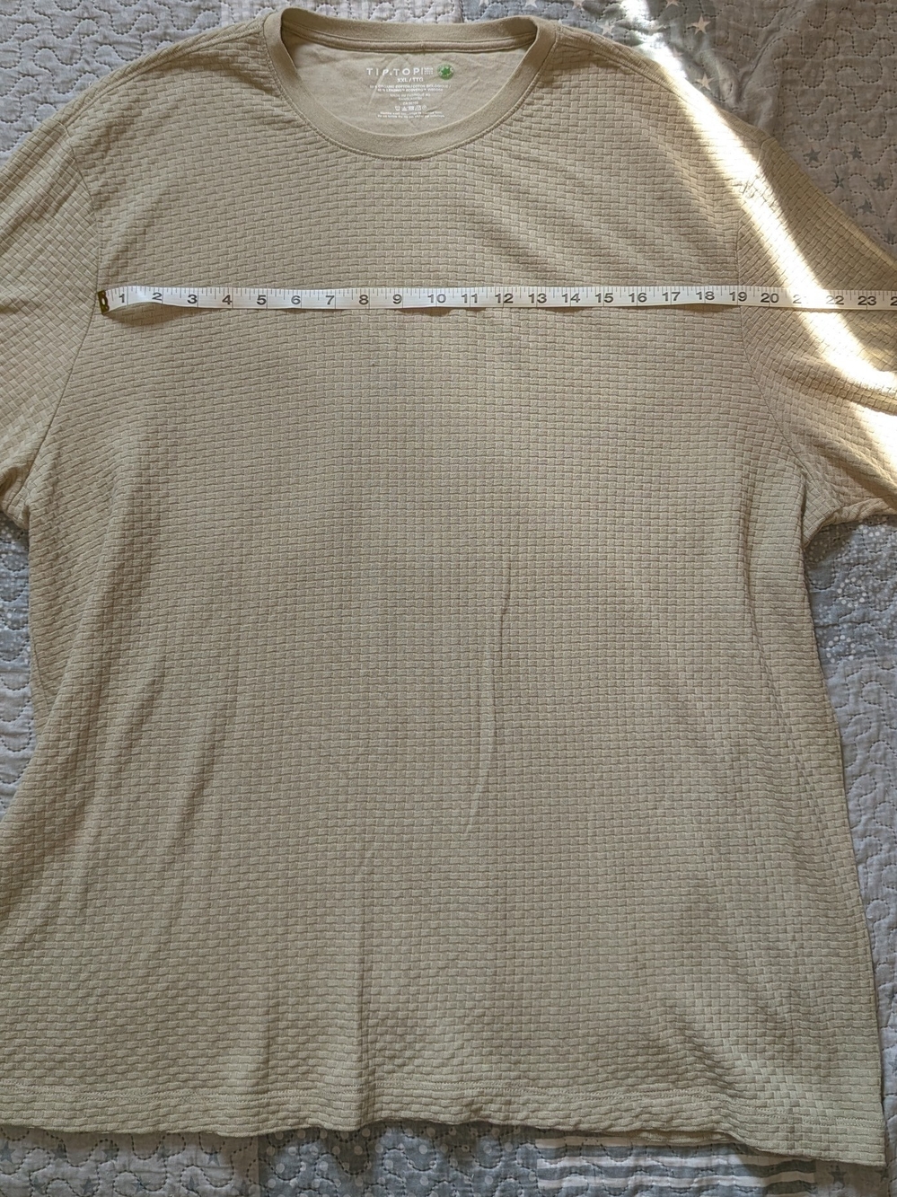 Tiptop Mens Crewneck Knitted Waffle Top Beige XXL T Shirt